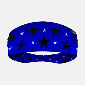 Rusty Stars Blue and Black Double-Side Wide Headband