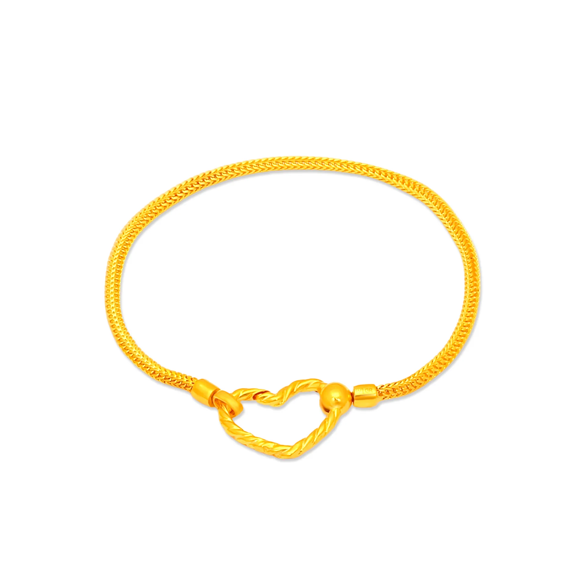 TAKA Jewellery 916 Gold Heart Clasp Bracelet