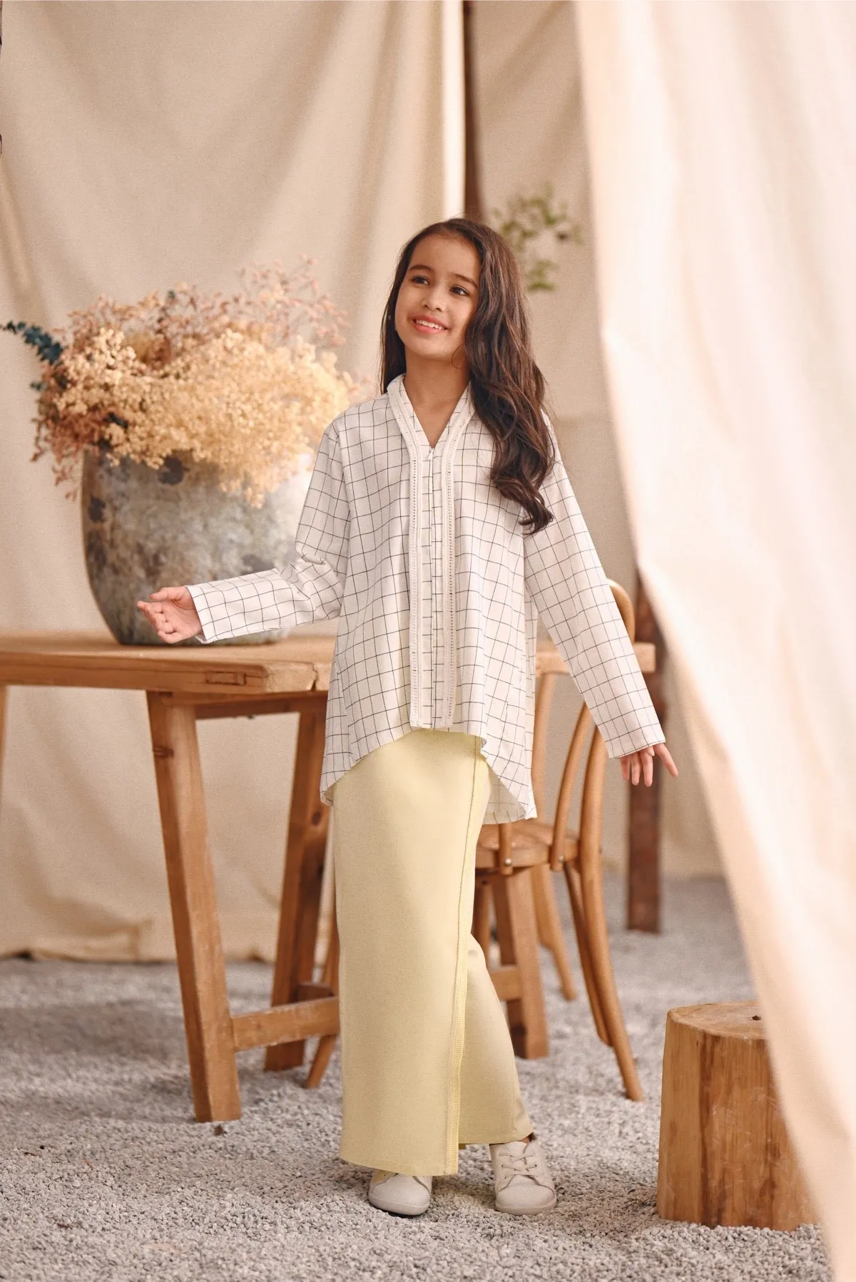The Bayu Back Pleats Skirt - Baby Yellow