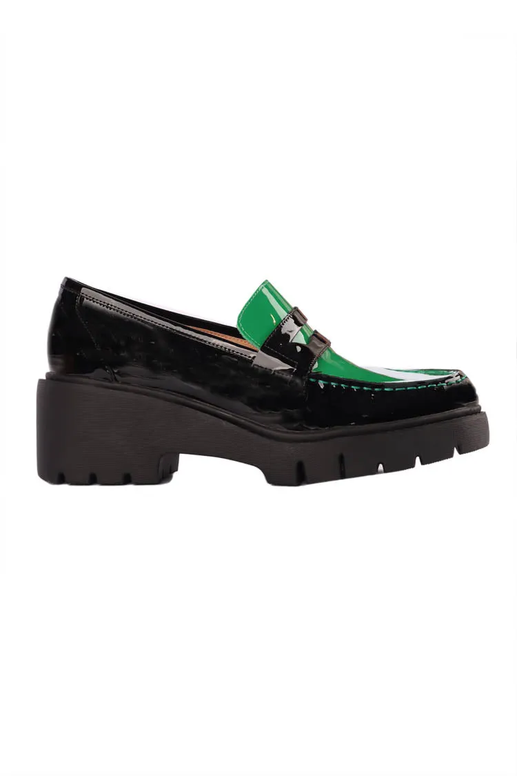Unice Patent Leather Loafer in Emerald