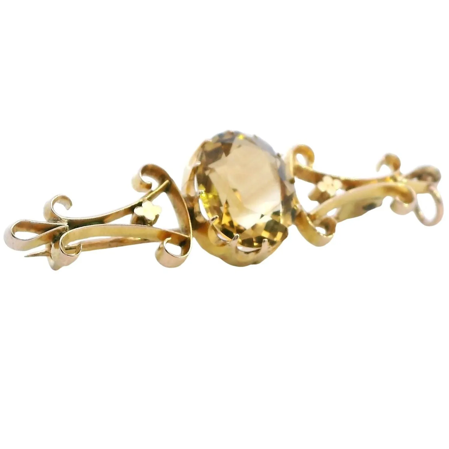 Vintage 9ct Yellow Gold Citrine Brooch: A Touch of Sunlight