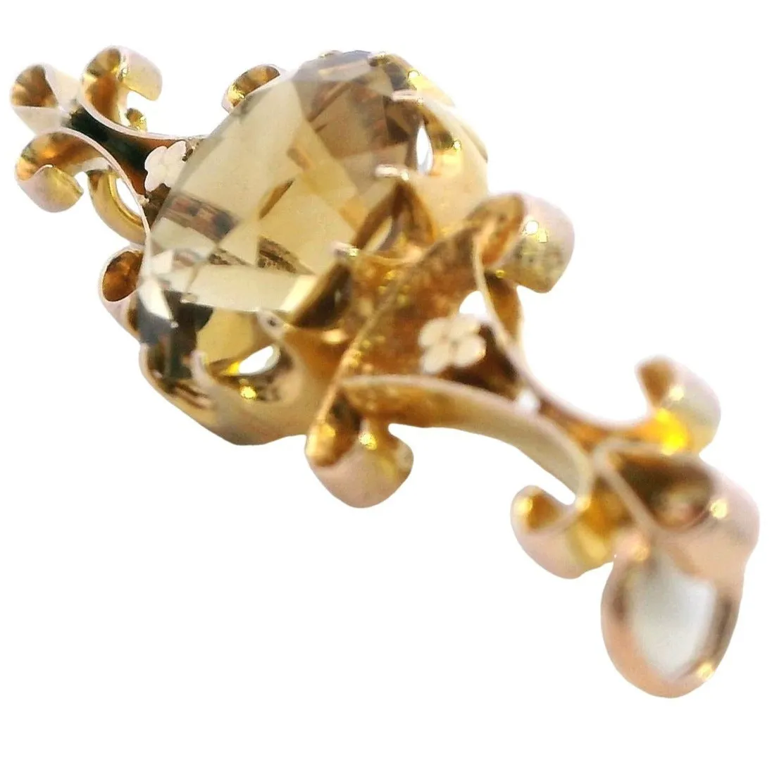 Vintage 9ct Yellow Gold Citrine Brooch: A Touch of Sunlight