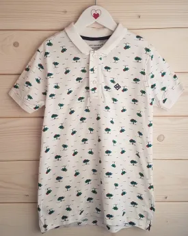 White Patterned Polo (10-11 years)