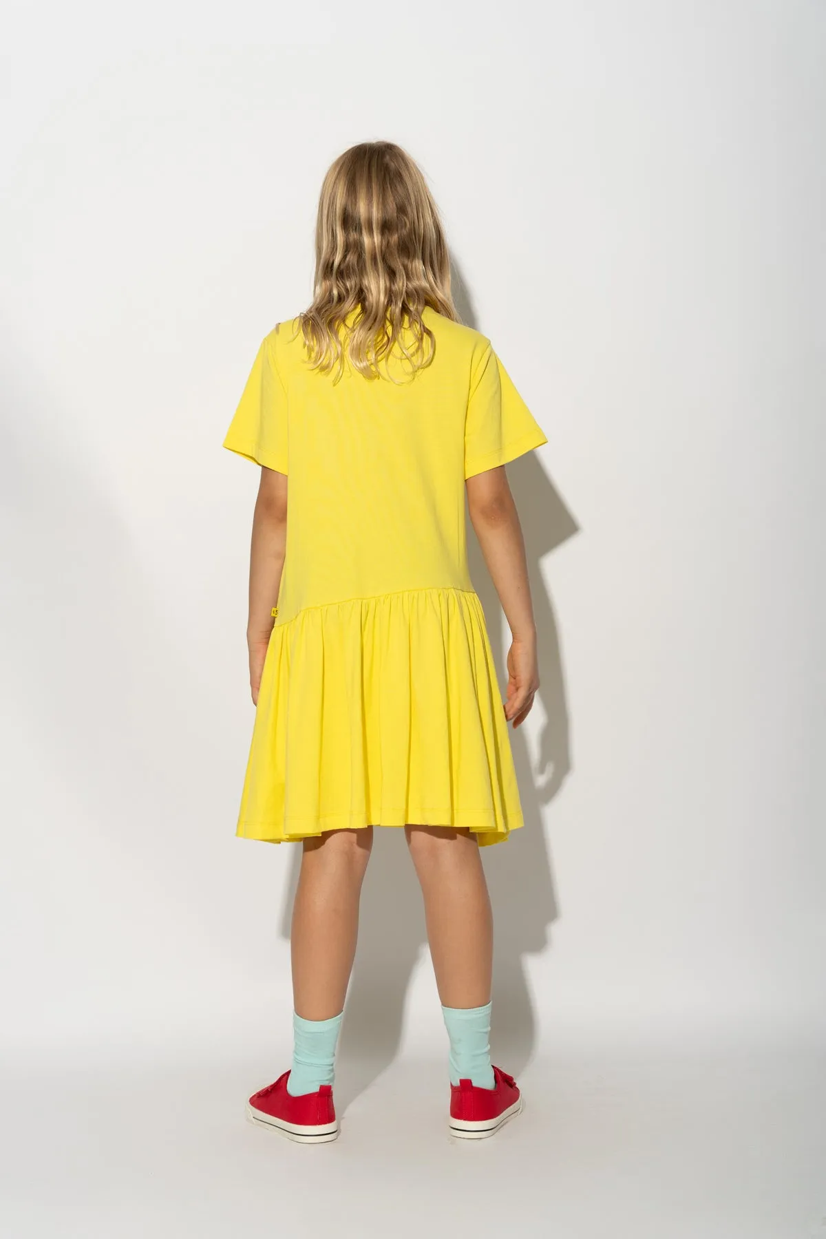 YELLOW GATHERED DRESS