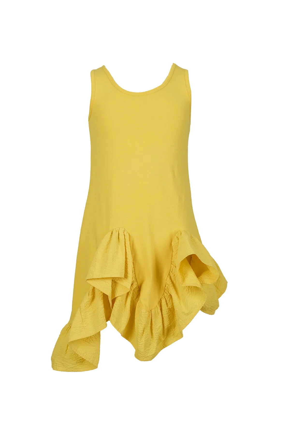 YELLOW SLEEVELESS FLOUNCE DRESS