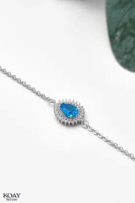 Zircon Oval Aqua Zircon Bracelet